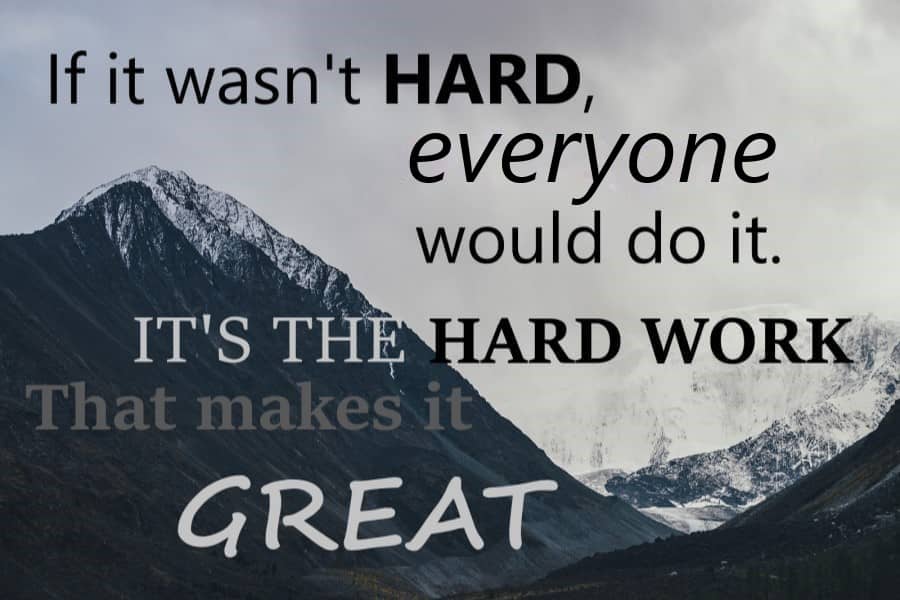 Motivational quote with mountain background